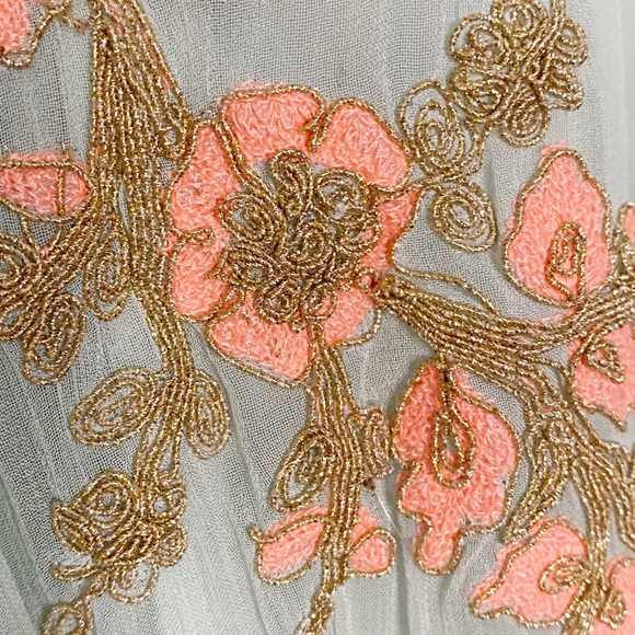 MISS JUNE PARIS SHEER SEA FOAM EMBELLISHED MAXI DRESS SIZE 2 - Picture 4 of 11